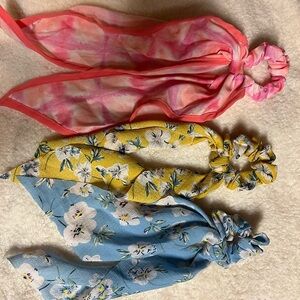 Set of scrunchies with attached ribbons
